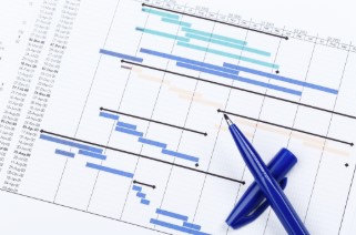 Picture depicting a Project Timeline and 2 pens to represent Project Planning